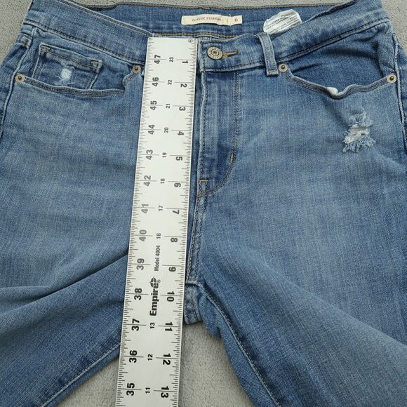 Levi's Jeans Womens Size 6S Blue Mid-Rise Classic Straight 28" Inseam Distressed - Picture 8 of 16